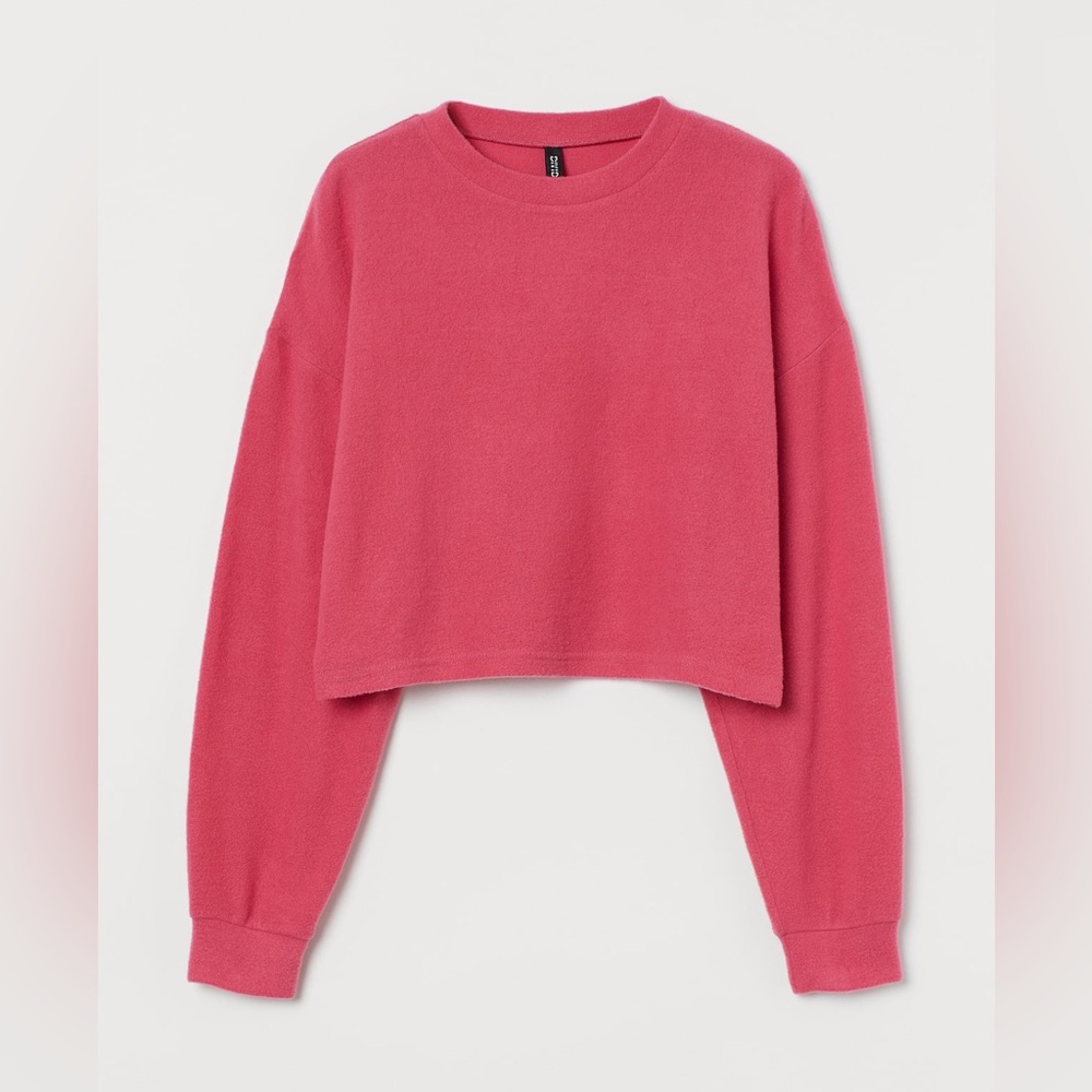 Divided H&M Ladies Raspberry Pink Long Sleeve Crop Top!